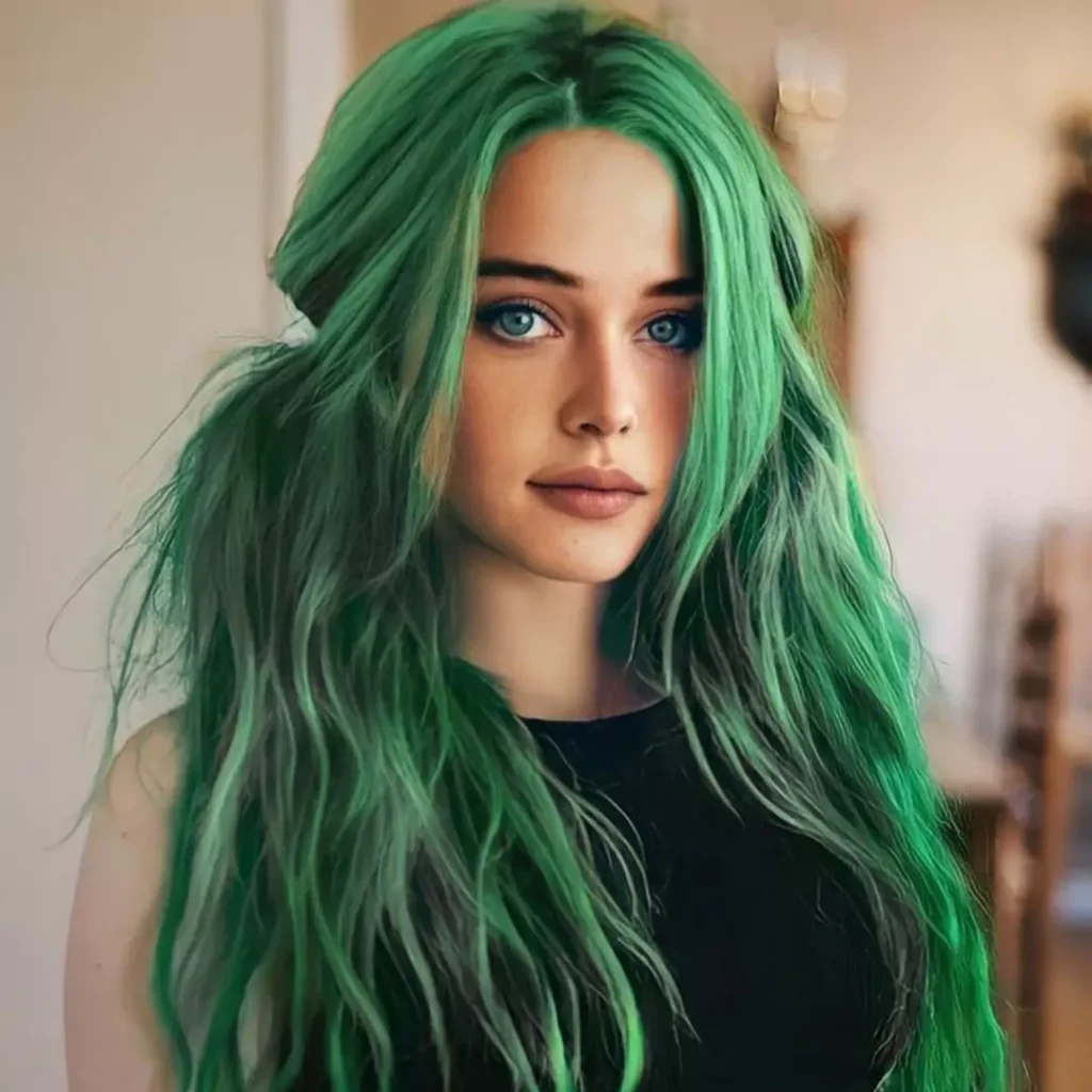 Beautiful and charming Green hair color 