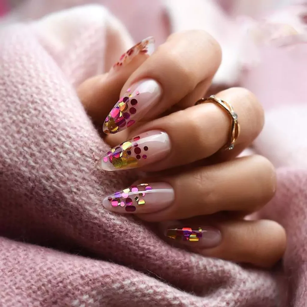 opulent confetti nail designs