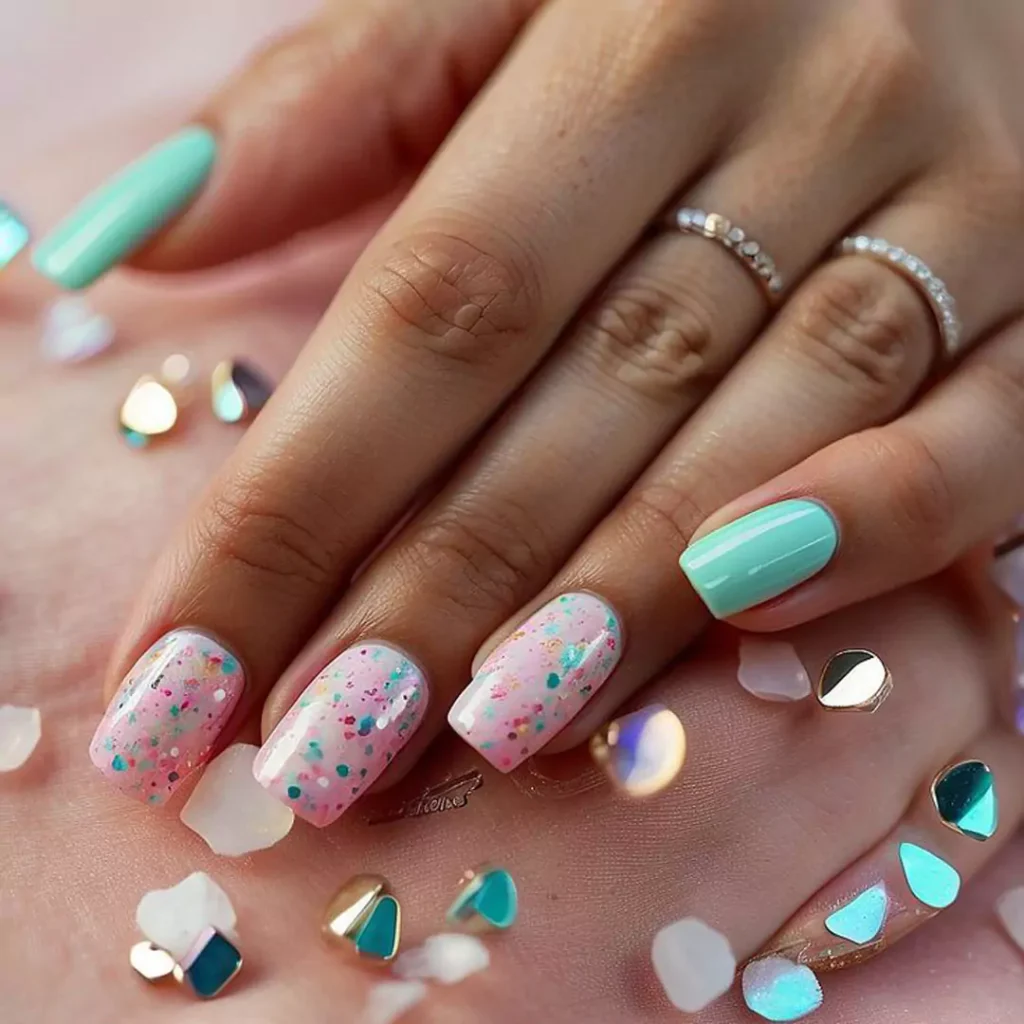 sophisticated confetti nail designs