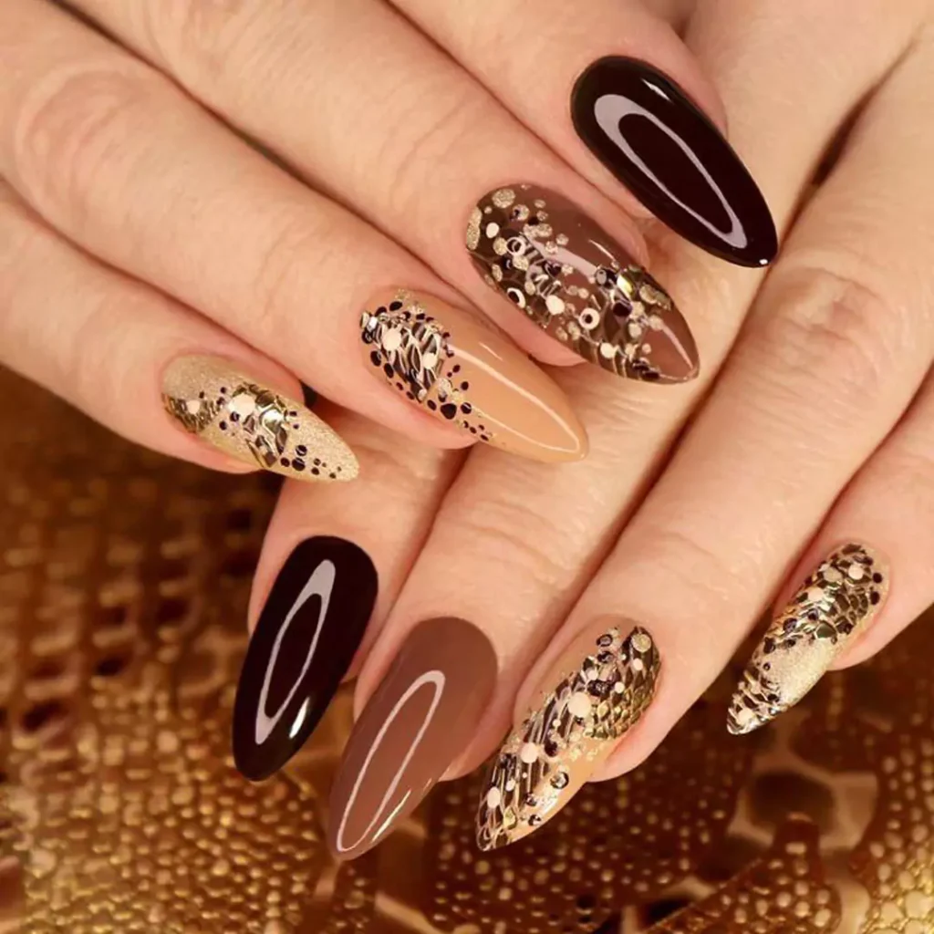 glamorous confetti nail designs