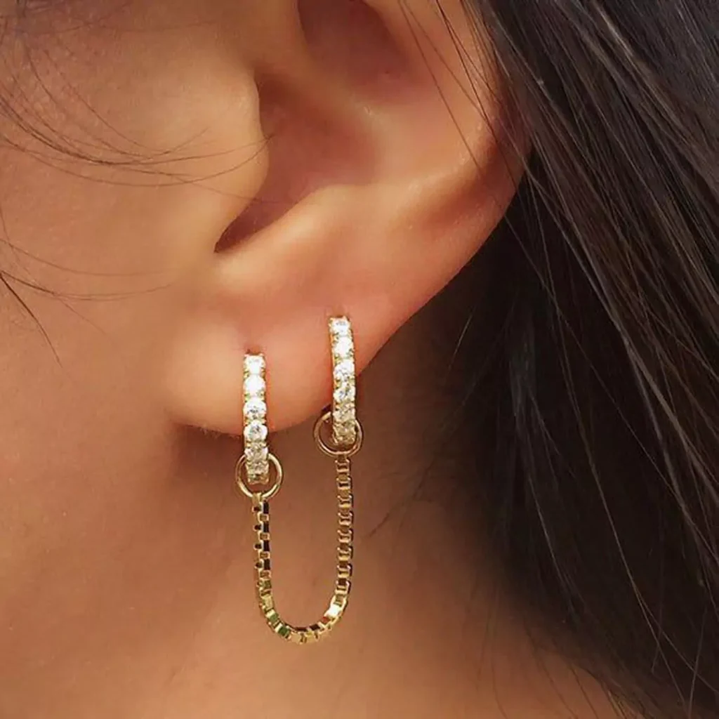 exquisite gold chain earrings