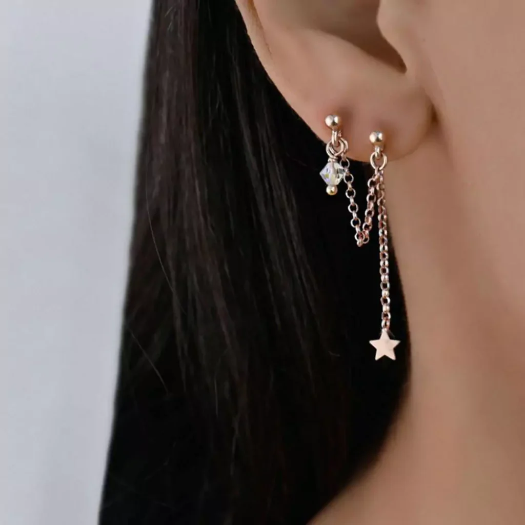 glamorous gold chain earrings