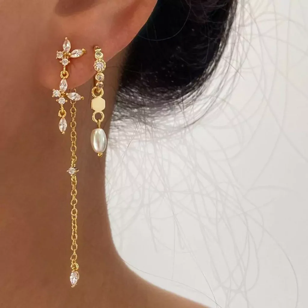 stylish gold chain earrings